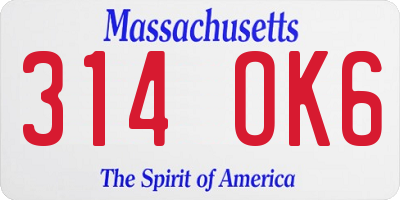 MA license plate 314OK6