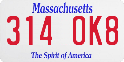 MA license plate 314OK8