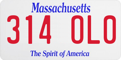MA license plate 314OL0