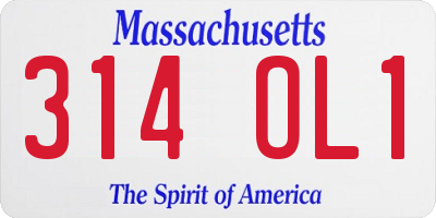 MA license plate 314OL1