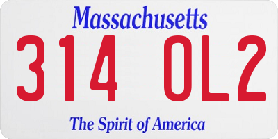 MA license plate 314OL2