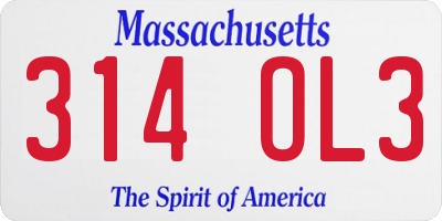 MA license plate 314OL3