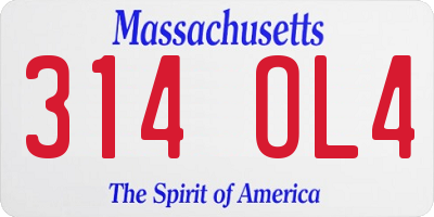 MA license plate 314OL4