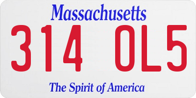 MA license plate 314OL5