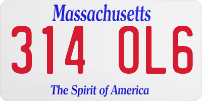 MA license plate 314OL6
