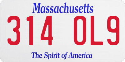 MA license plate 314OL9