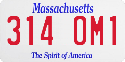 MA license plate 314OM1