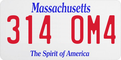 MA license plate 314OM4