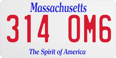 MA license plate 314OM6