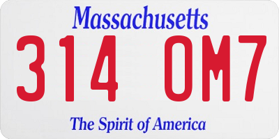 MA license plate 314OM7