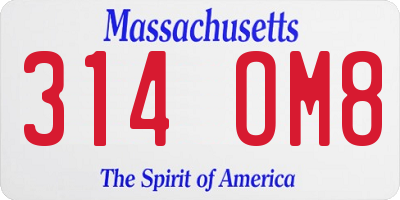 MA license plate 314OM8
