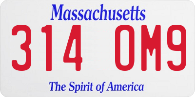 MA license plate 314OM9