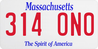 MA license plate 314ON0