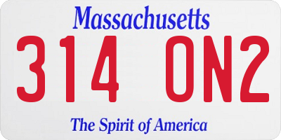 MA license plate 314ON2