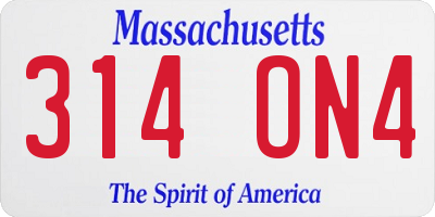 MA license plate 314ON4