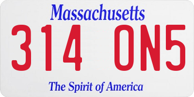 MA license plate 314ON5