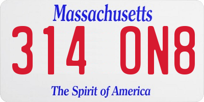 MA license plate 314ON8