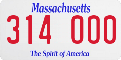 MA license plate 314OO0