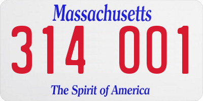 MA license plate 314OO1