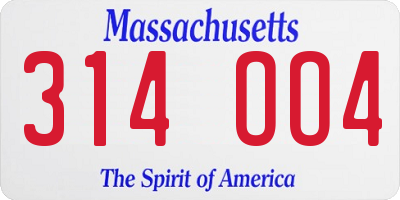 MA license plate 314OO4