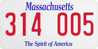 MA license plate 314OO5