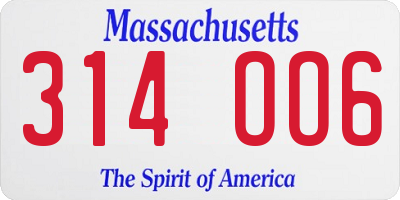 MA license plate 314OO6
