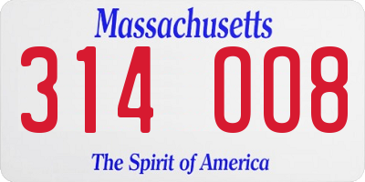 MA license plate 314OO8