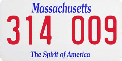 MA license plate 314OO9