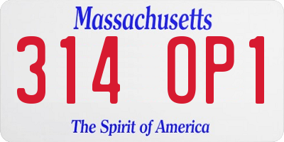MA license plate 314OP1