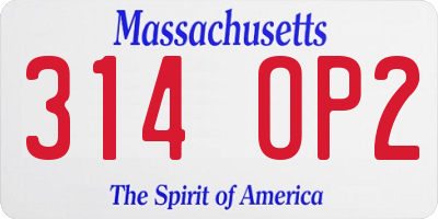 MA license plate 314OP2