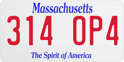 MA license plate 314OP4