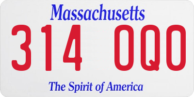 MA license plate 314OQ0