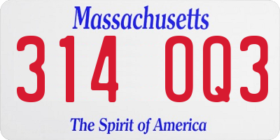 MA license plate 314OQ3