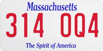 MA license plate 314OQ4