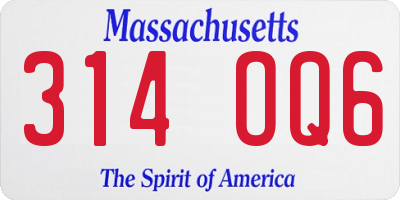 MA license plate 314OQ6