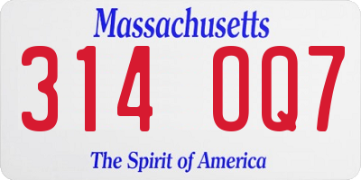 MA license plate 314OQ7
