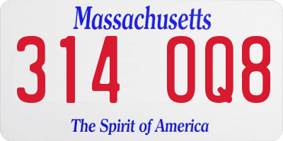 MA license plate 314OQ8