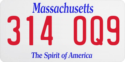 MA license plate 314OQ9