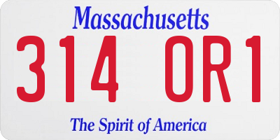 MA license plate 314OR1