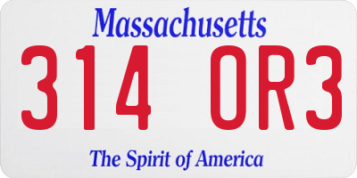 MA license plate 314OR3