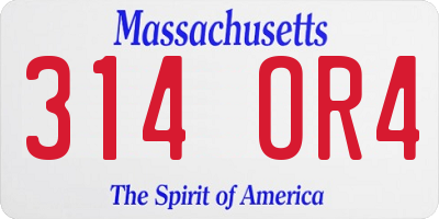 MA license plate 314OR4