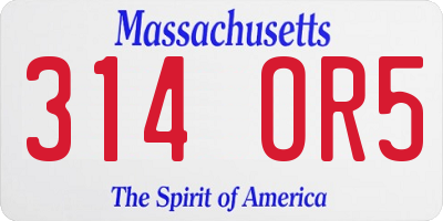 MA license plate 314OR5