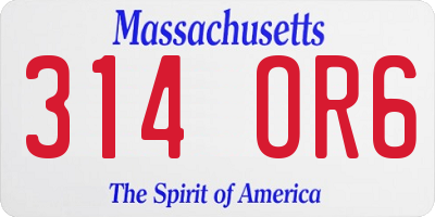 MA license plate 314OR6