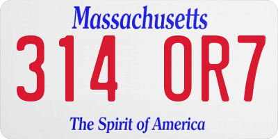 MA license plate 314OR7