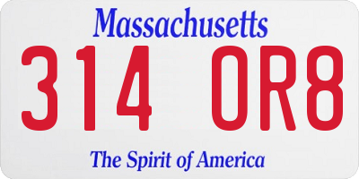 MA license plate 314OR8