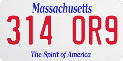 MA license plate 314OR9