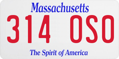 MA license plate 314OS0