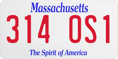 MA license plate 314OS1
