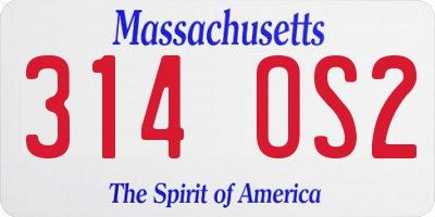 MA license plate 314OS2