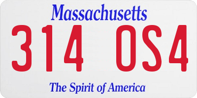 MA license plate 314OS4